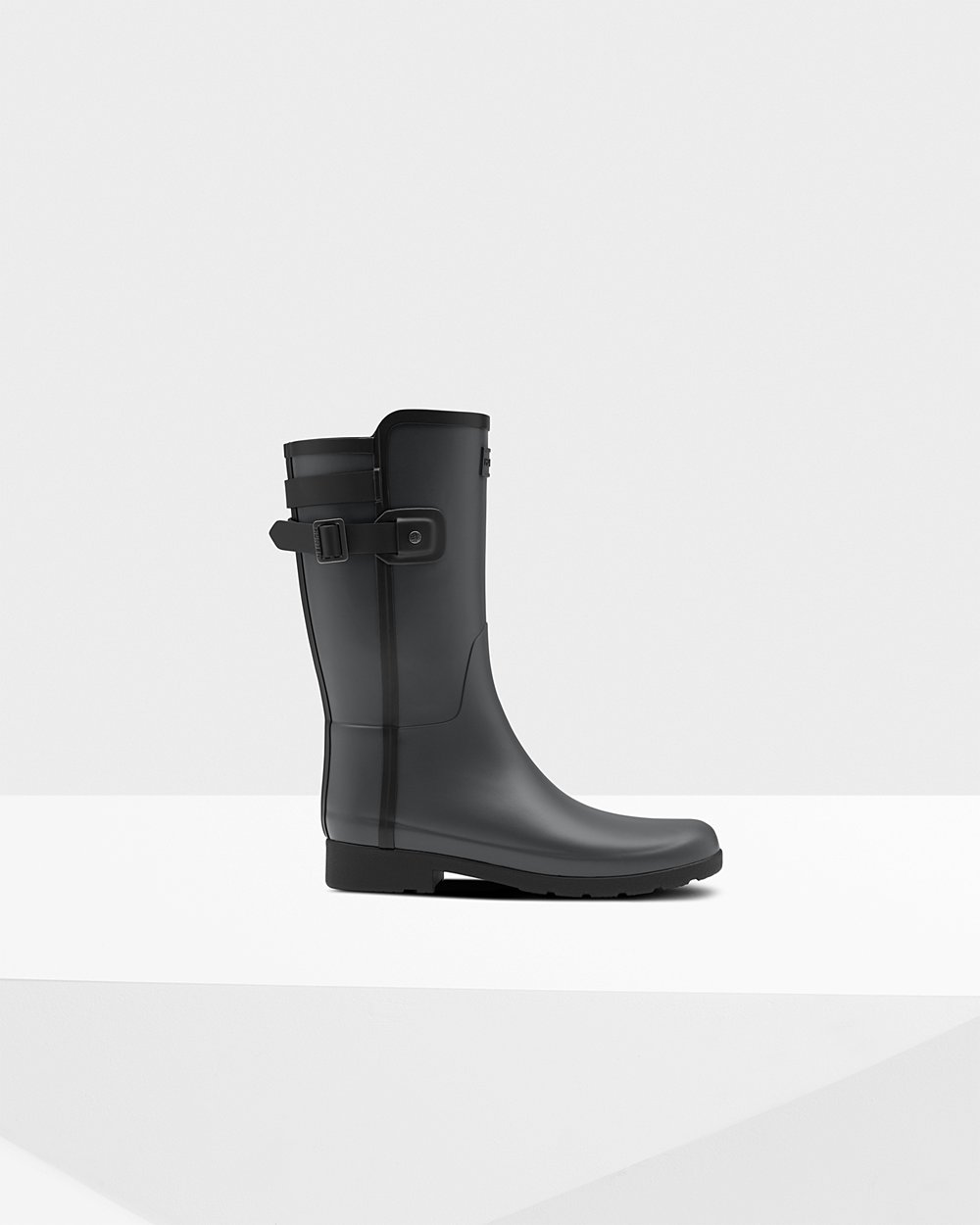 Womens Hunter Refined Slim Fit Contrast - Short Rain Boots Black - 3657-SUWVB